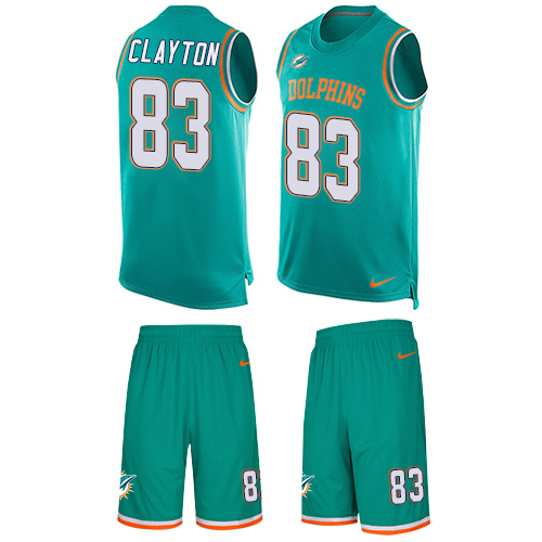 Men's Limited Mark Clayton Nike Jersey Aqua Green - #83 Tank Top Suit NFL Miami Dolphins